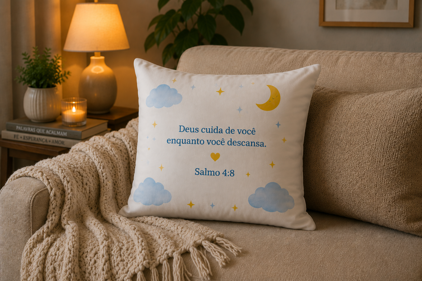 Almofada Premium "Durma em Paz" | A Luz de Deus