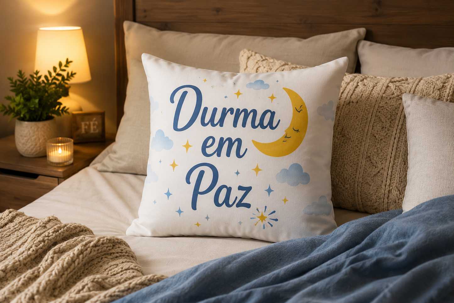 Almofada Premium "Durma em Paz" | A Luz de Deus